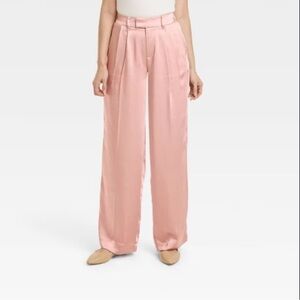 Women's High-Rise Wide Leg Satin Pants - A New Day™ Dusty Pink